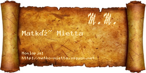 Matkó Mietta névjegykártya